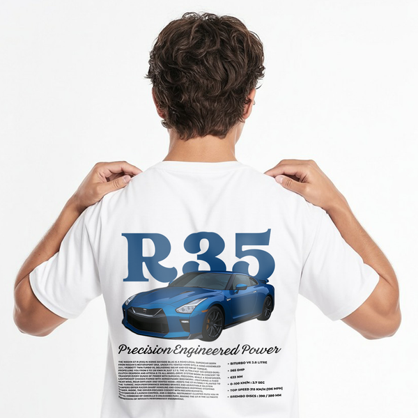 T-shirt Nissan GTR Blanc de Dos