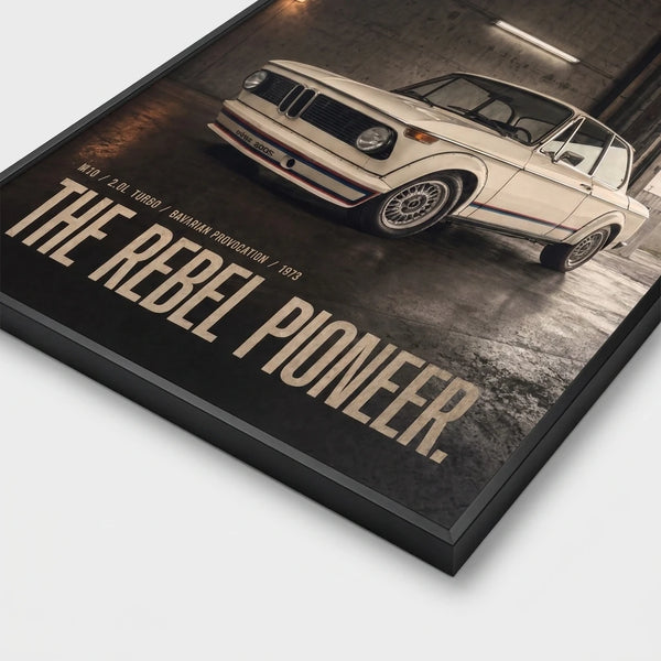 Vue rapprochée du poster BMW 2002 Turbo 1973 Tourismo imprimé sur papier