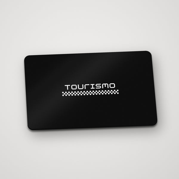 Tarjeta regalo Tourismo negra con el logo Tourismo blanco
