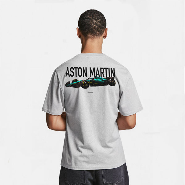 t-shirt grisF1 aston martin noir et vert de dos
