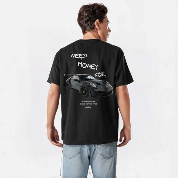 T-shirt Need Money For Porsche GT3 Rs Noir Noir de Dos