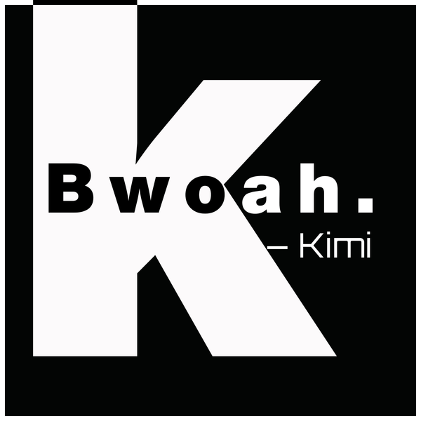 Toile F1 Bwoah Kimi Räikkönen en visuel produit, punchline culte Bwoah avec signature Kimi, style minimaliste noir et blanc