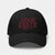 Vue de face d’une casquette noire Good Taste Club Tourismo avec broderie rouge