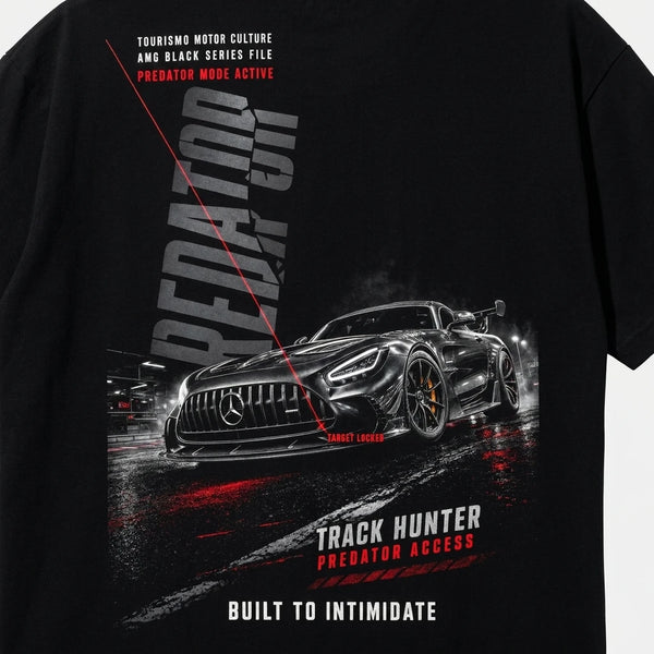 Design Mercedes AMG Predator noir, PREDATOR vertical laser rouge lumineux, flocage haute définition, Tourismo Clothing Junior