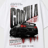 Design Nissan GT-R R35 Godzilla blanc, feux rouges iconiques, flocage haute définition, Tourismo Clothing Junior