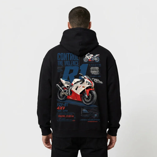 Sweat Control the Violence Yamaha R1 Tourismo Clothing, vue alternative.