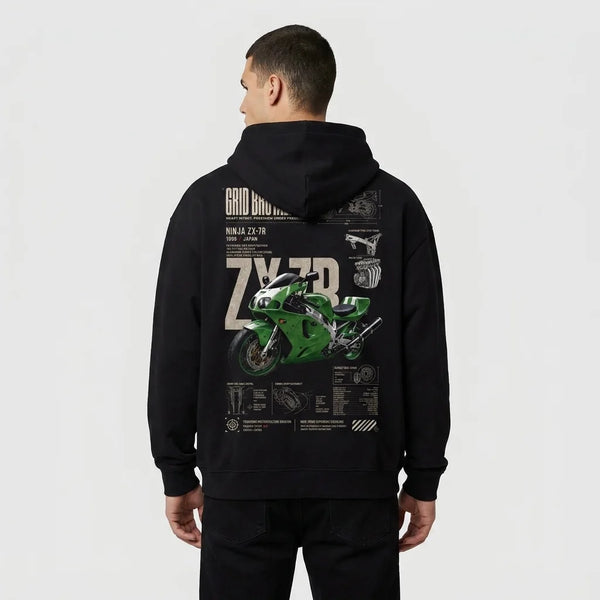 Sweat Grid Brutalism Kawasaki ZX-7R Tourismo Clothing, vue alternative.