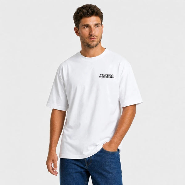 T-shirt Chevrolet Chevelle Ss 396 Street Born Power blanc vu de face en plan rapproché avec logo Tourismo