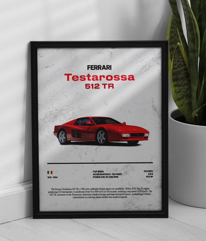 Póster Ferrari Testarossa 512 TR, vista 1