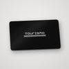 Tarjeta regalo Tourismo negra con el logo Tourismo blanco