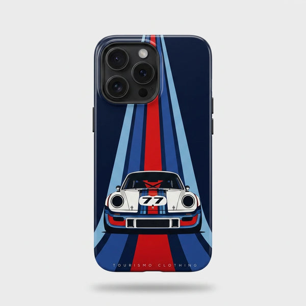 Coque iPhone Porsche 911 Martini Tourismo Clothing, design automobile premium inspire de la livree Martini.