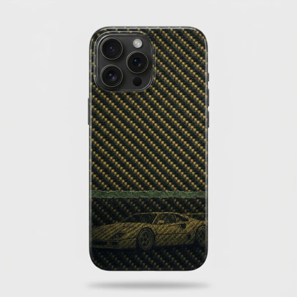 Coque iPhone Ferrari F40 Carbone Tourismo Clothing, design automobile premium inspire de la fibre de carbone.