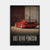 Poster Ferrari F40 1987 Tourismo avec voiture rouge sur fond sombre et typographie racing