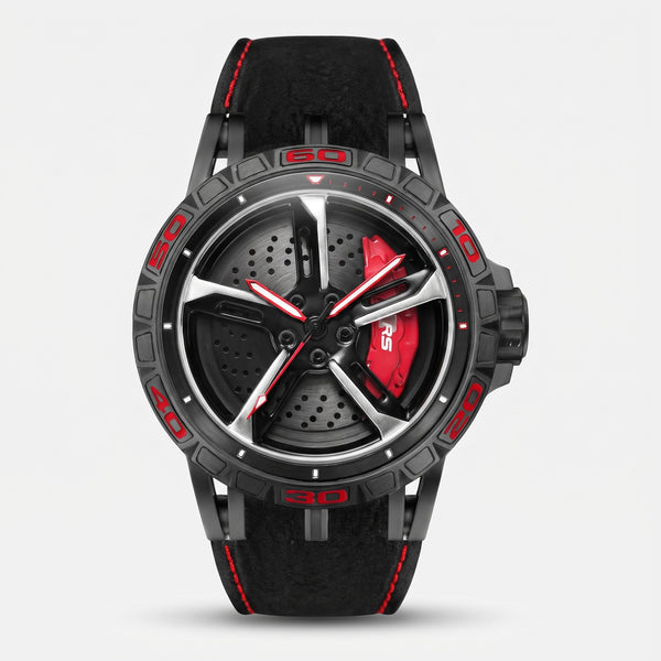 Reloj Audi RS 3, negro y rojo, vista frontal