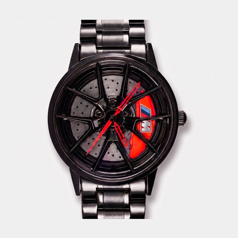 Reloj BMW M3 de frente, esfera llanta 3D giratoria