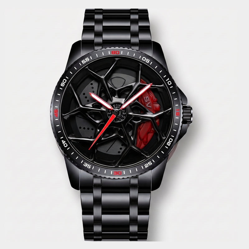 Reloj Lamborghini SV de frente, esfera llanta 3D giratoria