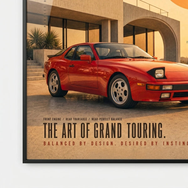 Vue rapprochée du poster Porsche 944 Grand Touring Tourismo imprimé sur papier