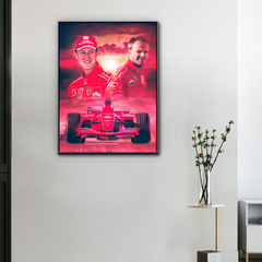 Lienzo F1 Michael Schumacher y Rubens Barrichello, Scuderia Ferrari 2004