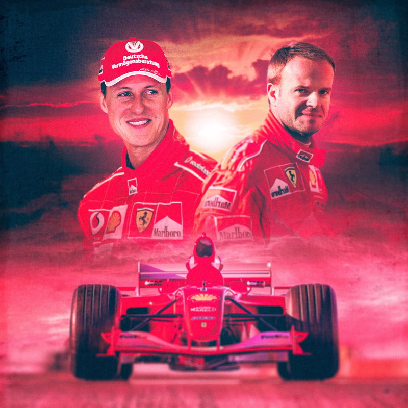 Lienzo F1 Michael Schumacher y Rubens Barrichello, Scuderia Ferrari 2004, vista 2