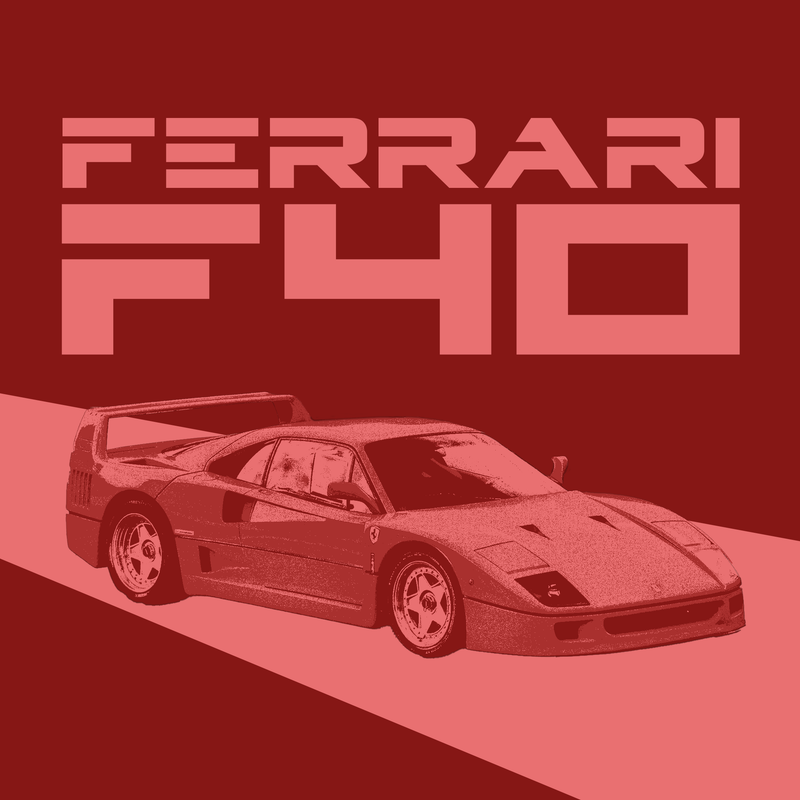 Lienzo Ferrari F40 – Rojo monolítico, vista 2
