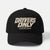Vue de face d’une casquette noire Drivers Only Tourismo avec broderie beige