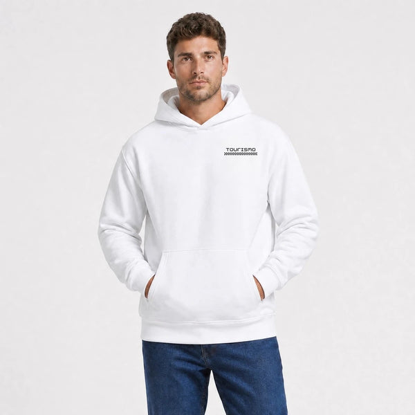 Sudadera Jaguar D Type Le Mans N6 Born For Le Mans blanca, visto de frente primer plano con logo Tourismo