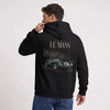 Sudadera Jaguar D-Type Le Mans N°6: Born for Le Mans, negra, puesta, vista trasera