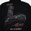 Design Mercedes AMG Predator noir sweat, PREDATOR vertical laser rouge lumineux, flocage haute définition, Tourismo Clothing Junior