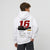 Sweat enfant Ferrari F1 Charles Leclerc 16 blanc dos, design full-back Race ID 016, Tourismo Clothing