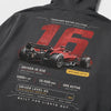 Design Race ID 016 gris foncé sweat, numéro 16 carbon rouge, flocage haute définition, Tourismo Clothing Junior