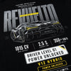 Design Lamborghini Revuelto noir, flocage REVUELTO haute définition, V12 Hybrid, Tourismo Clothing Junior