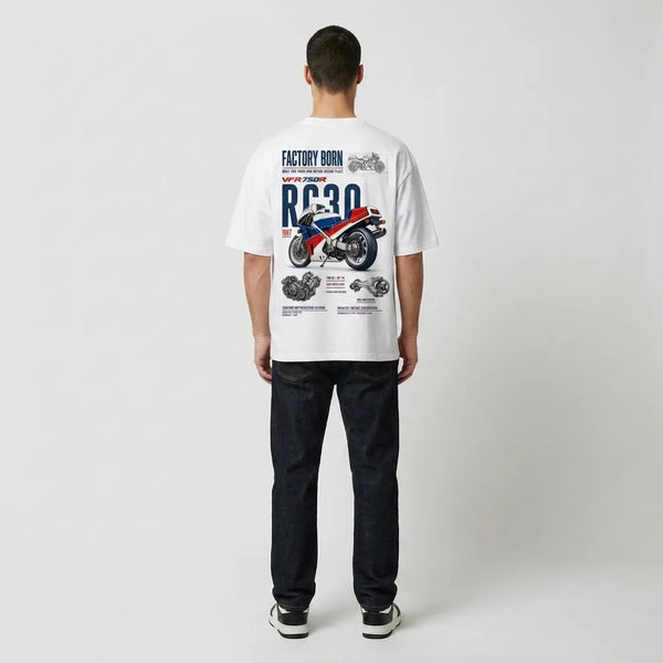 T-shirt Factory Born Honda RC30 Tourismo Clothing, vue complémentaire.