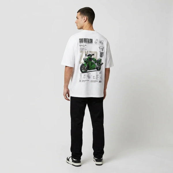 T-shirt Grid Brutalism Kawasaki ZX-7R Tourismo Clothing, vue complémentaire.