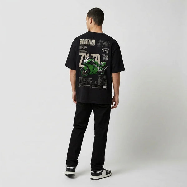 T-shirt Grid Brutalism Kawasaki ZX-7R Tourismo Clothing, vue supplémentaire.