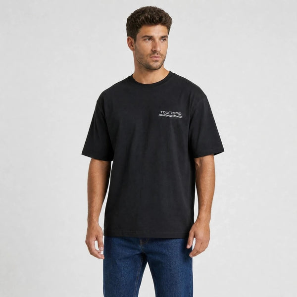 T-shirt Chevrolet Chevelle Ss 396 Street Born Power noir vu de face en plan rapproché avec logo Tourismo